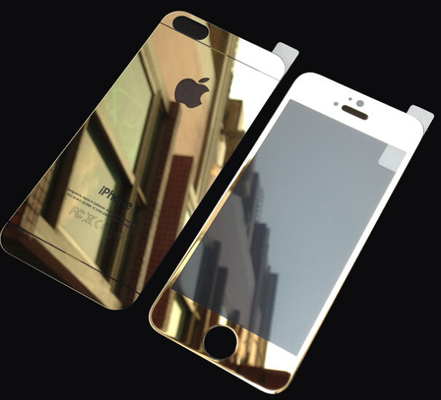 хорошее качество Золото закалило стеклянный фильм зеркала протектора экрана для задней части фронта Iphone 5s реализация
